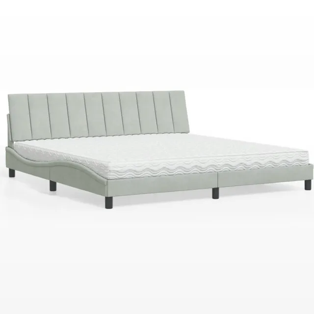 vidaXL Bed met matras "Hanko" fluweel lichtgrijs 200x200 cm