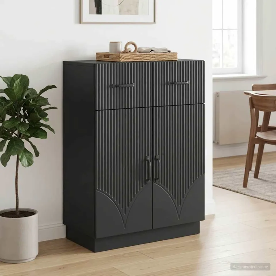 vidaXL Dressoir met lade Zwart 66 x 34,5 x 87 cm Bewerkt hout, foto 3