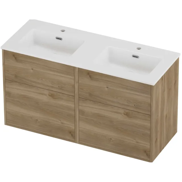 Proline Tribute Badmeubelset Porselein Elegant Voor Grepen 120x46x67 cm Glans Wit Cider Oak Eiken
