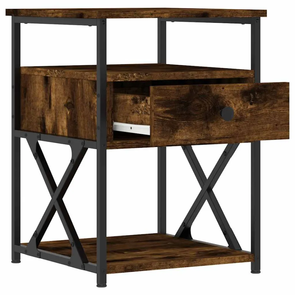 vidaXL Nachtkastje 40x42x55 cm bewerkt hout gerookt eikenkleurig, foto 4