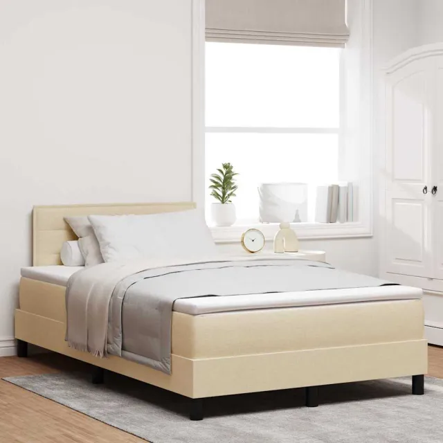 vidaXL Boxspring bed met LED-stripverlichting Crème 120 x 200 cm Stof