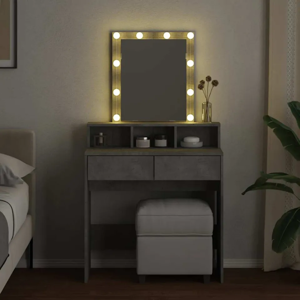 vidaXL Kaptafel met LED 80x41x144,5 cm betongrijs grijs, foto 3