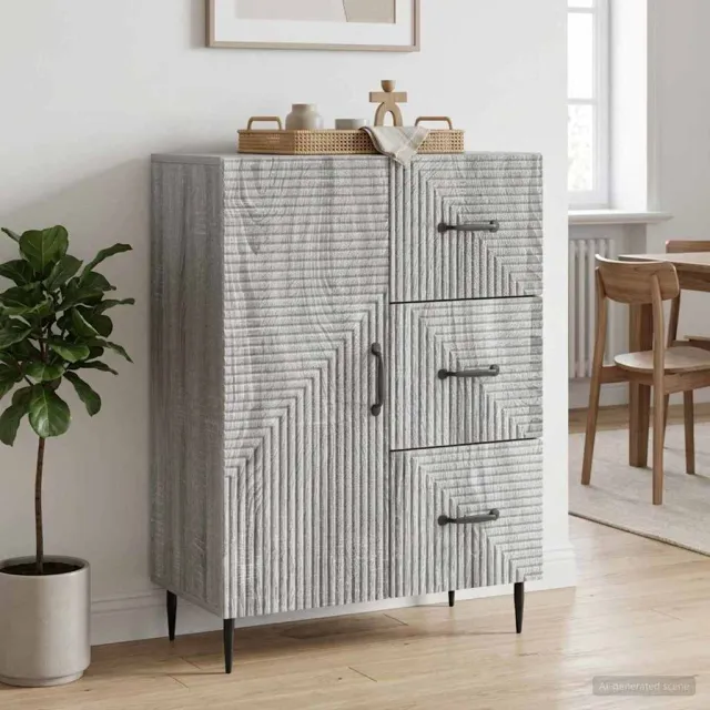 vidaXL Dressoir met lade Grijs sonoma 66 x 34,5 x 89,5 cm Bewerkt hout, foto 2