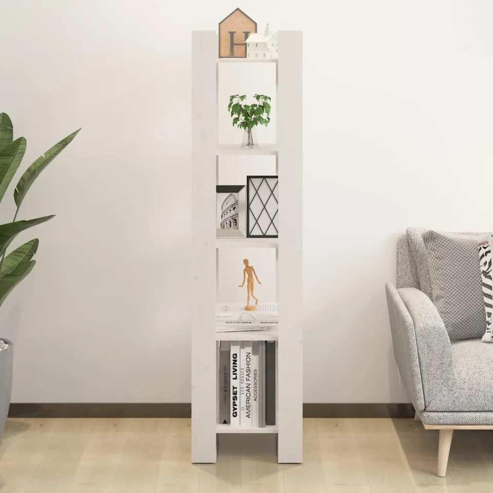 vidaXL Boekenkast/kamerscherm 41x35x160 cm massief grenenhout wit, foto 3