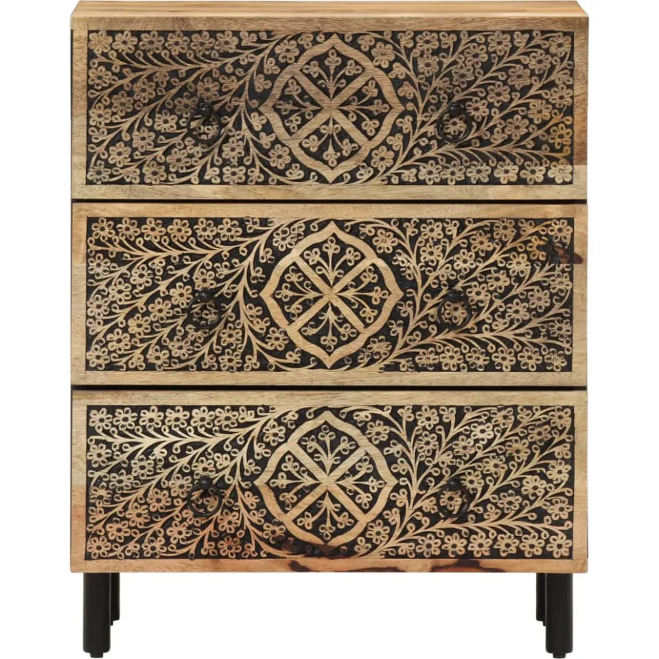 vidaXL Bijzetkasten 2 st 60x33x75 cm massief mangohout bruin, foto 4