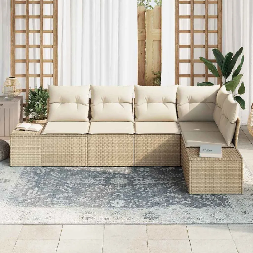 vidaXL Tuin Sofa Set 5 st Beige poly rattan