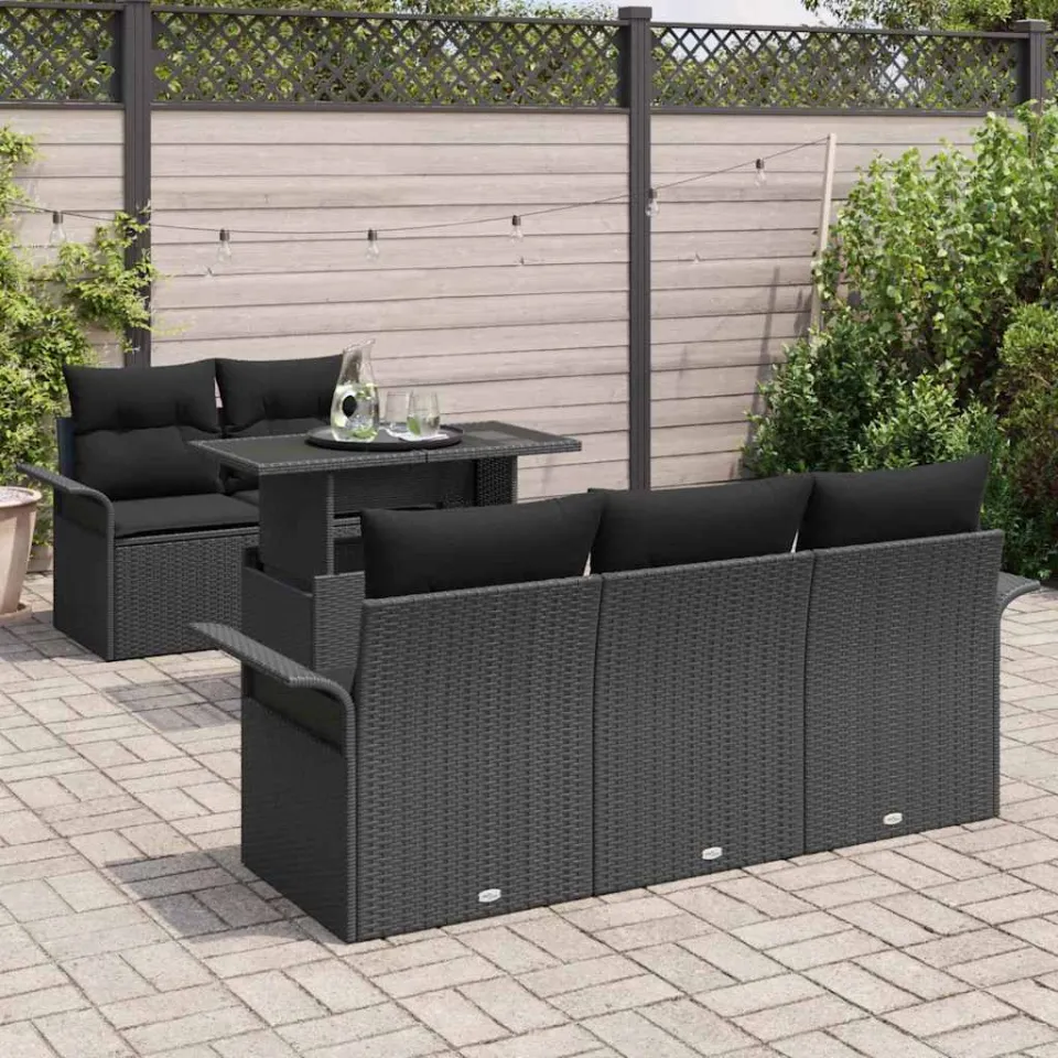 vidaXL Tuin Sofa Set 6 st Zwart poly rattan, foto 3