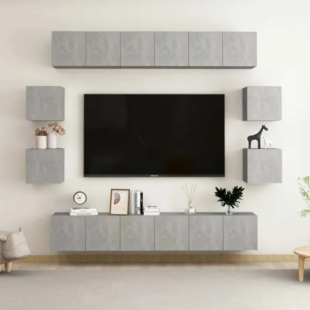 vidaXL 10-delige Tv-meubelset bewerkt hout betongrijs grijs, foto 2