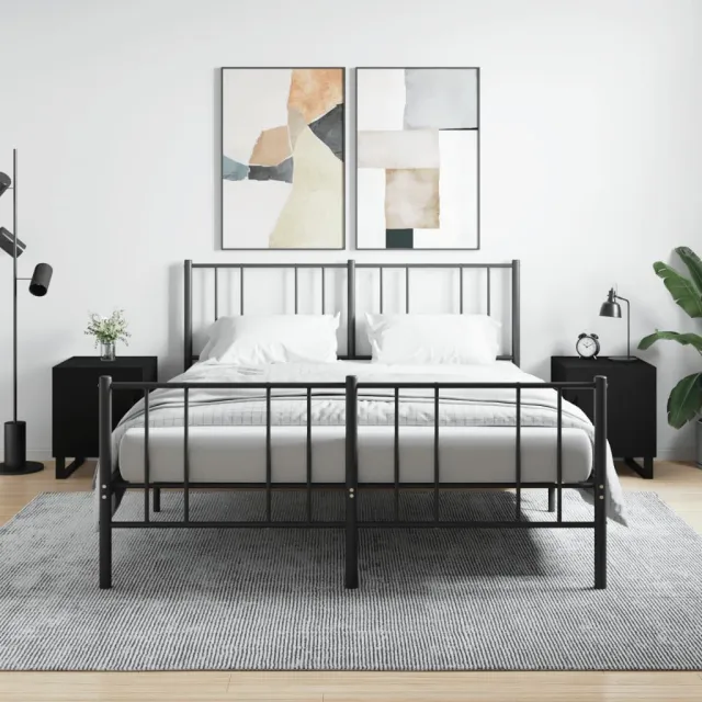 vidaXL Nachtkastjes 2 st 40x40x50 cm bewerkt hout zwart, foto 2