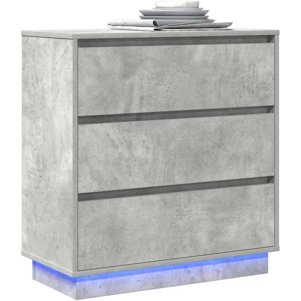 vidaXL Nachtkastje Beton Grijs 71 x 34,5 x 75 cm Bewerkt hout