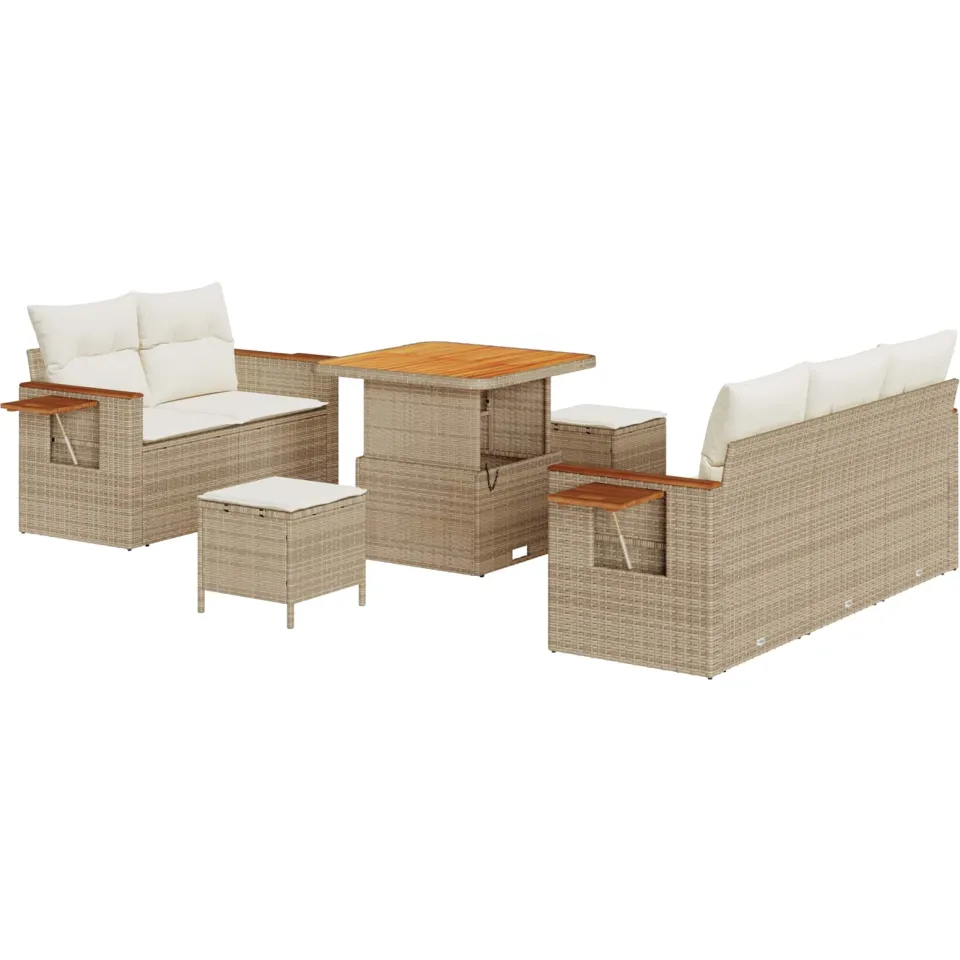 vidaXL Tuinbankenset 8 st Beige poly rattan