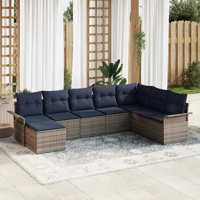 vidaXL Tuin Sofa Set 8 st Lichtgrijs Poly riet grijs, foto 2