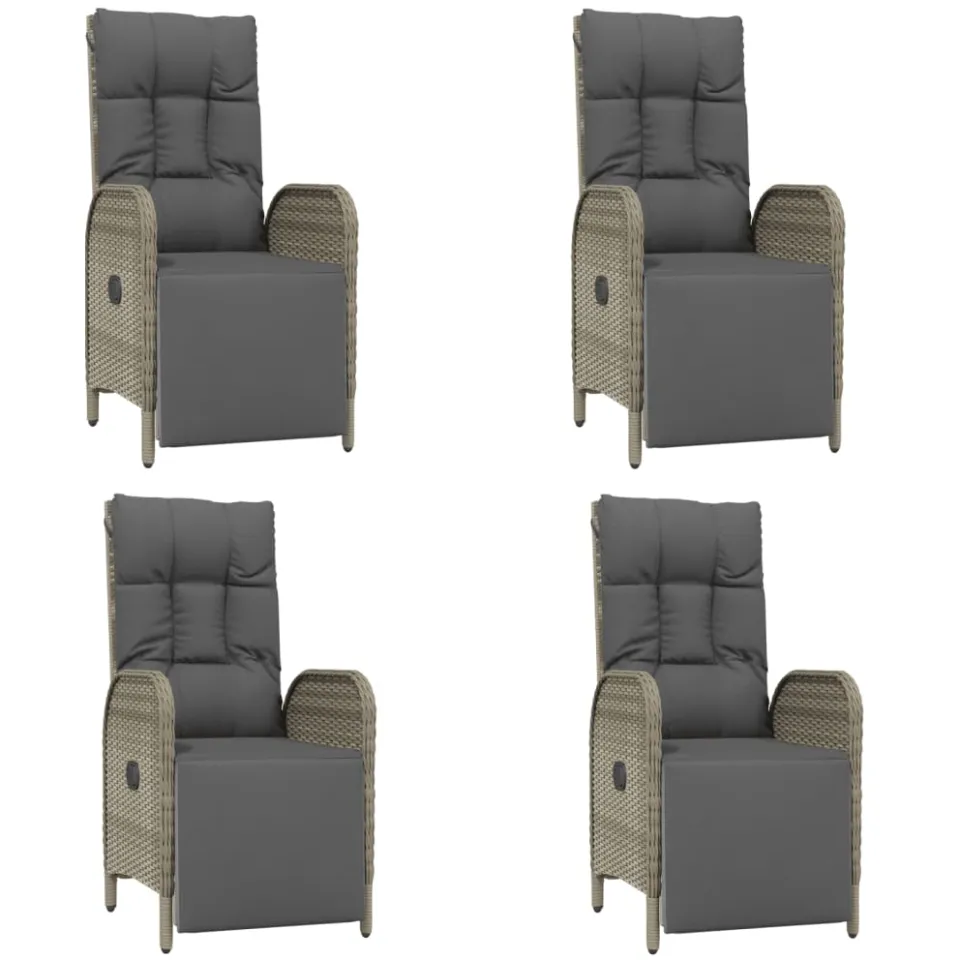 vidaXL 5-delige Tuinset met kussens poly rattan grijs