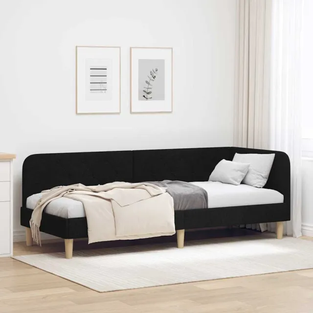 vidaXL Hoekbedframe Zwart 80 x 200 cm Stof