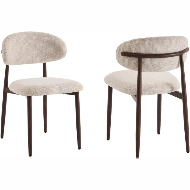 Furnihaus Eetkamerstoelen set van 2 - Celia beige - Japandi kuipstoel Beige Walnoot