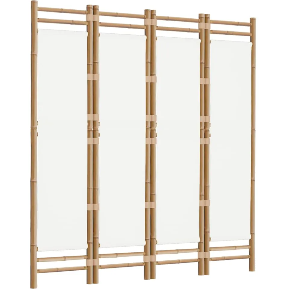 vidaXL Kamerscherm 4-panelen inklapbaar 160 cm bamboe en canvas Crème