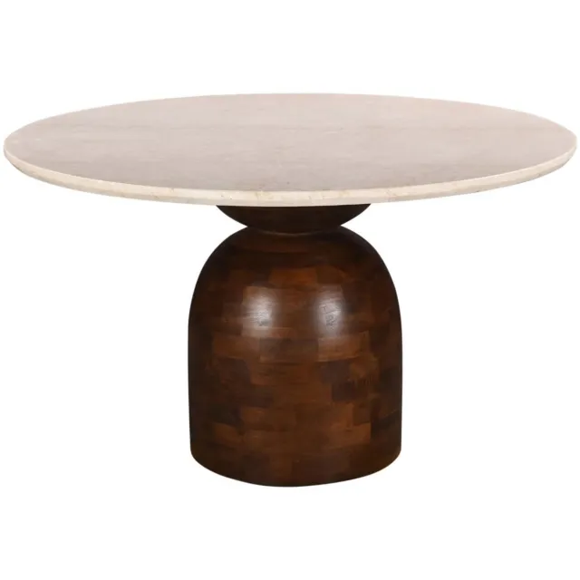 DÉJA Living Eettafel Miro Rond - Marmer/Hout - Donkerbruin - 130x130x75cm