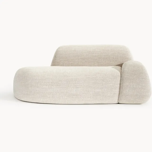 Westwing Collection Bouclé bank Wolke (2-zits) met chaise longue Beige
