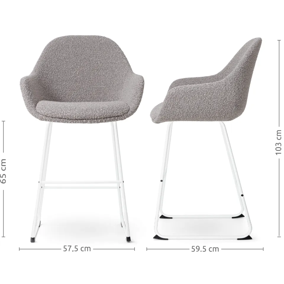 Nolon Nino-Mae barkruk bouclé taupe - wit onderstel - 65 cm, foto 3