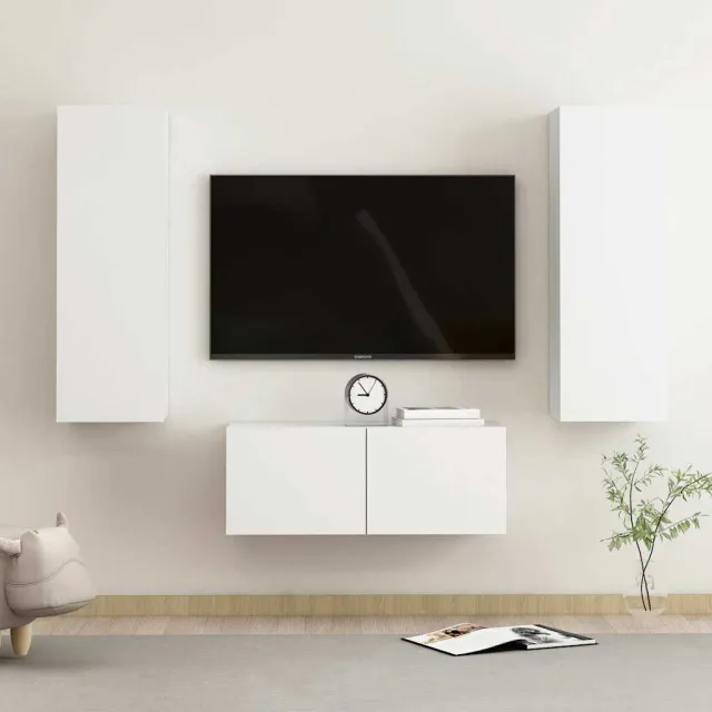 vidaXL 3-delige Tv-meubelset bewerkt hout wit, foto 2