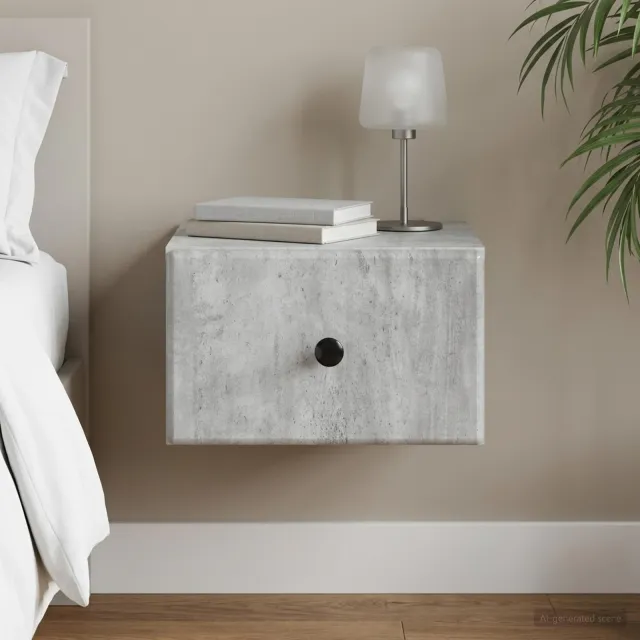 vidaXL Wandbeugel Bedkast Betongrijs 34,5 x 33 x 20 cm Bewerkt hout grijs, foto 2