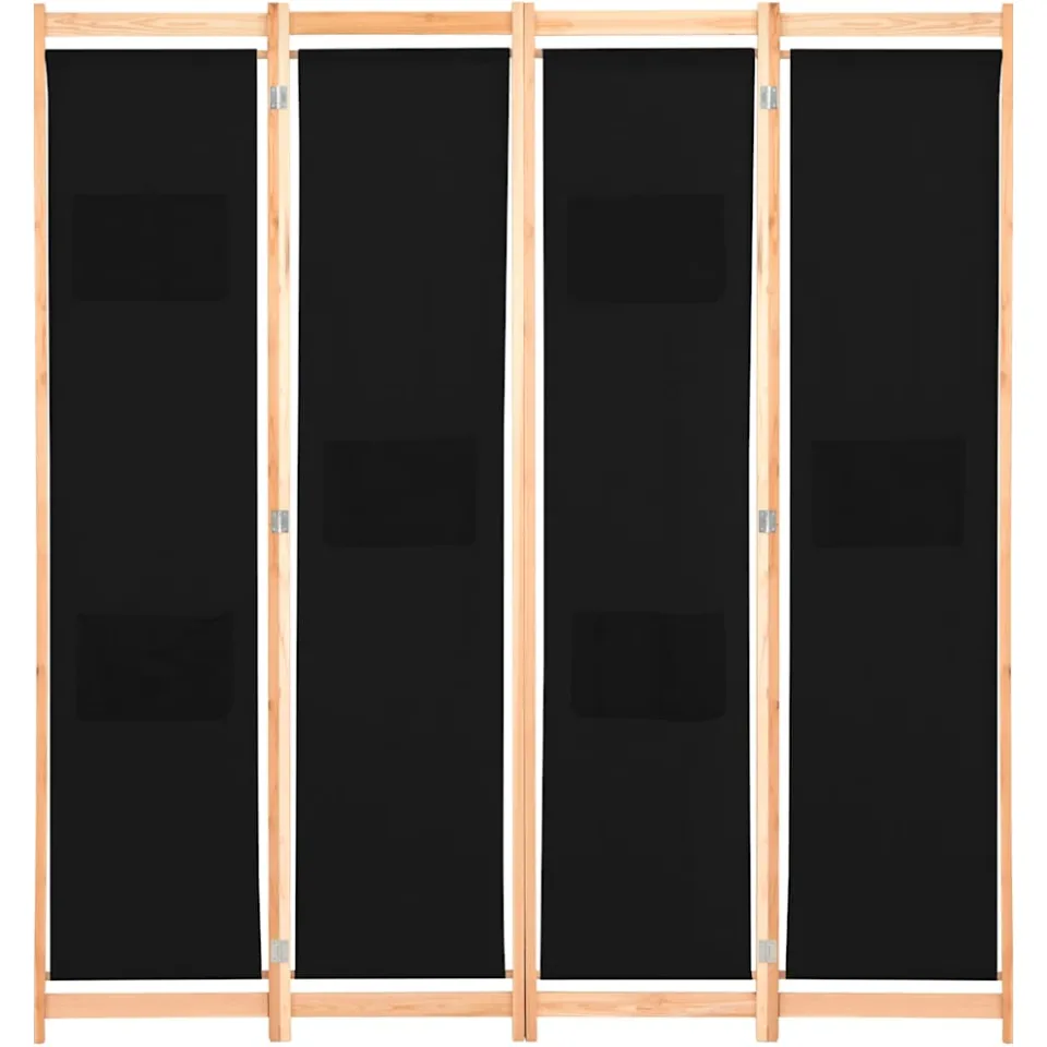 vidaXL Kamerscherm met 4 panelen 160x170x4 cm stof zwart, foto 2