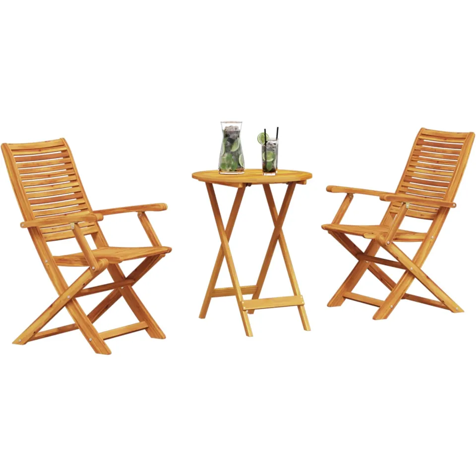 vidaXL Vouw Bistro Set 3 st Bruin Massief Acaciahout