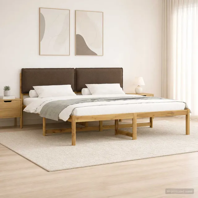 vidaXL Bedframe met gestoffeerd hoofdbord Whitewash en taupe