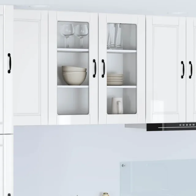 vidaXL Wandglas cabinet PORTO Hoogglans Wit 80 x 31 x 80 cm