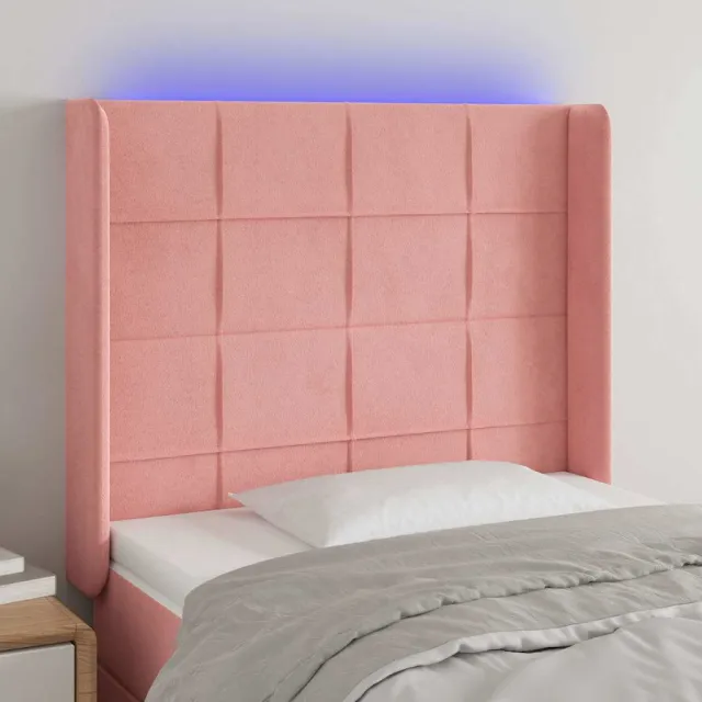 vidaXL Hoofdbord LED 93x16x118/128 cm fluweel roze