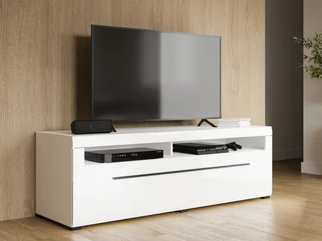 Mobistoxx Tv-meubel TULIO 1 lade 160 cm wit/hoogglans wit