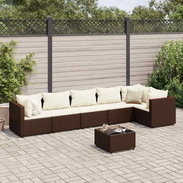 vidaXL 7-delige Loungeset met kussens poly rattan bruin, foto 2