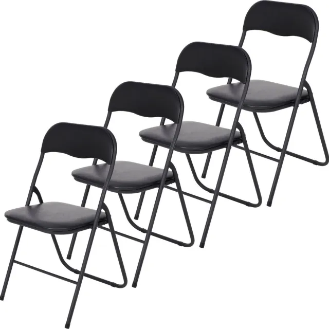 Infinity Goods Set van 4 Klapstoelen - Vouwstoelen - PVC - Eettafelstoelen - Opklapbare Stoelen - 43 x 47 x 80 CM - Stoelen - Zwart
