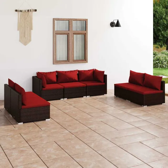 vidaXL 7-delige Loungeset met kussens poly rattan bruin, foto 2