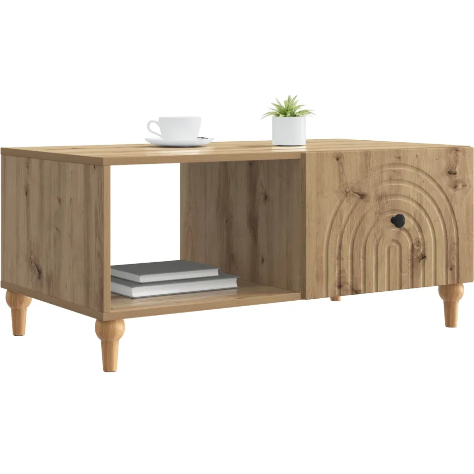 vidaXL Salontafel Artisanaal eiken 90 x 50 x 40 cm Bewerkt hout Bruin