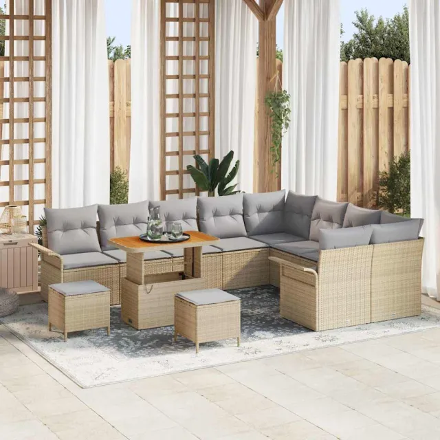 vidaXL Tuinbankenset 12 st Beige poly rattan, foto 2