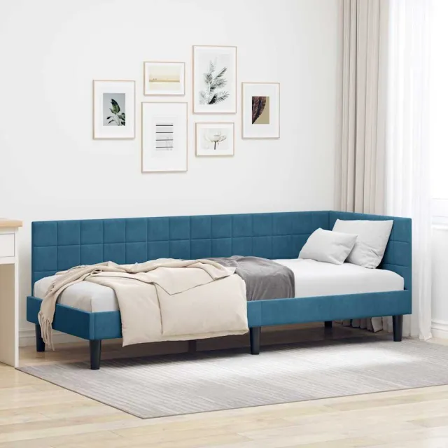 vidaXL Hoekbedframe Blauw 80 x 200 cm fluweel