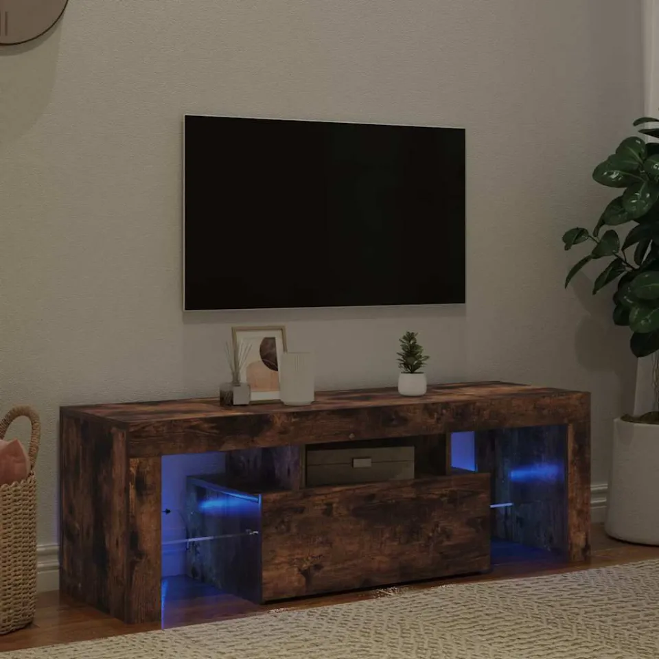 vidaXL Tv-meubel met LED-verlichting 120x35x40 cm gerookt eikenkleurig, foto 2