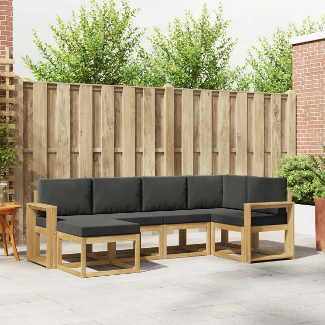 vidaXL Buiten bankenset 6 st 6-zits Wit en antracietkleurig Polyester