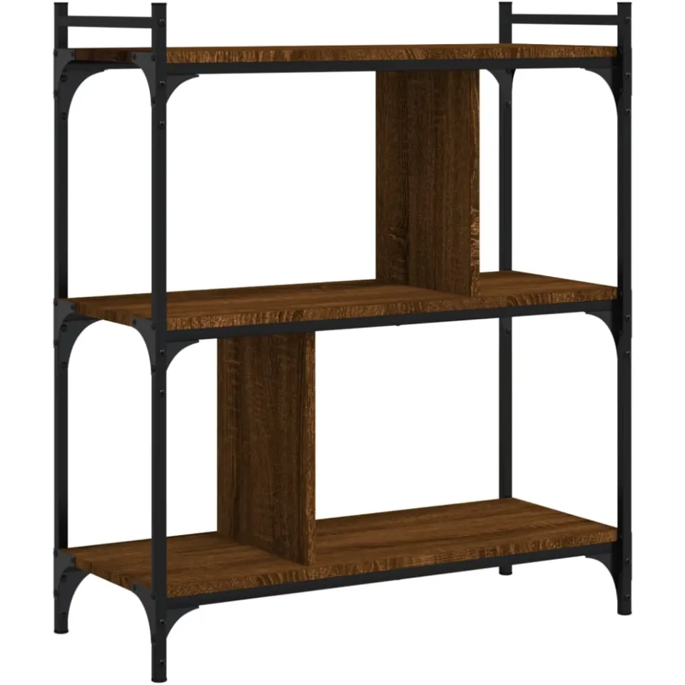 vidaXL Boekenkast 3-laags 76x32x88 cm bewerkt hout bruin eikenkleur, foto 3