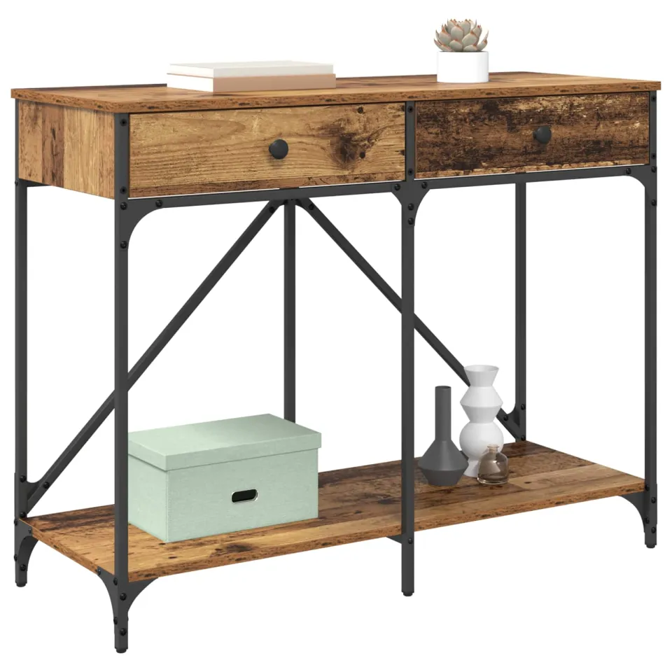 vidaXL Wandtafel Oud Hout 100 x 39 x 78,5 cm Bewerkt hout Bruin