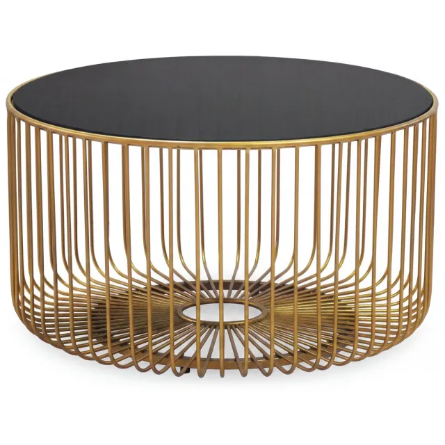 Wohnling Salontafel glas metaal goud rond 60 cm - WL7.507 Zie omschrijving