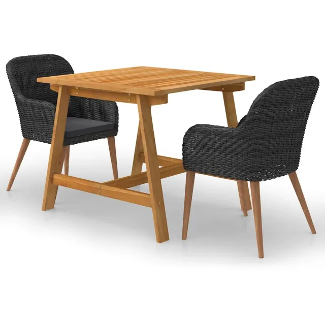 vidaXL 3-delige Tuinset zwart