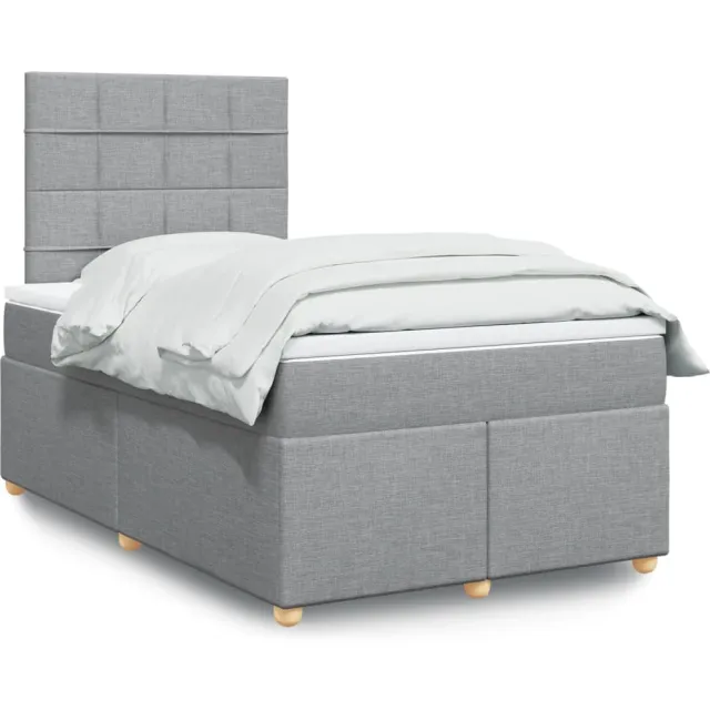 vidaXL Boxspring met matras stof lichtgrijs 120x190 cm grijs
