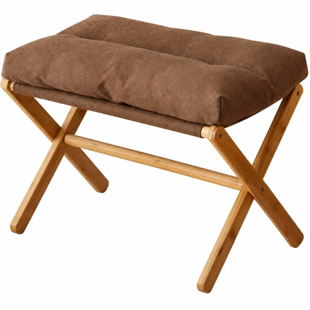 DeltaMerch Voetenbankje - Voetensteun - Voetenkruk - Krukje - Opvouwbaar - Incl. dik kussen - 54 x 34 x 36 cm - Hout - Bruin