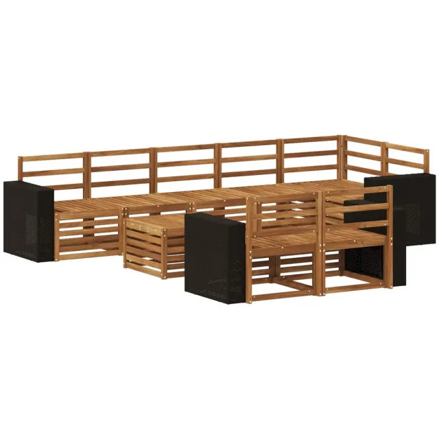vidaXL Buiten - bank - set - 9 - st - 8-zits - Naturel - Massief - Acacia - Hout