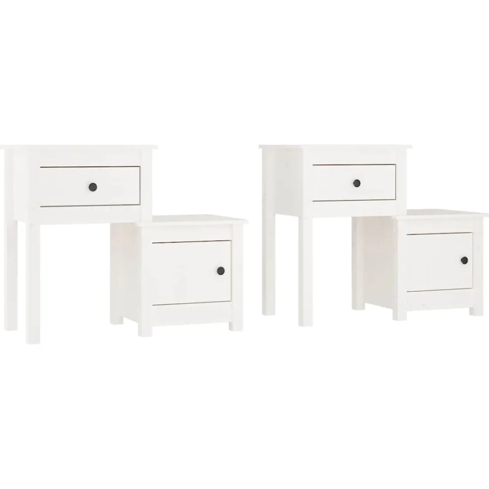 vidaXL Nachtkastjes 2 st 79,5x38x65,5 cm massief grenenhout wit, foto 3