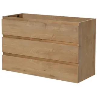 AquaVive - Praxis Eigen Merk Aquazuro Wastafelonderkast Napoli 120cm - Natuur Eik Houtlook - Met 3 Lades