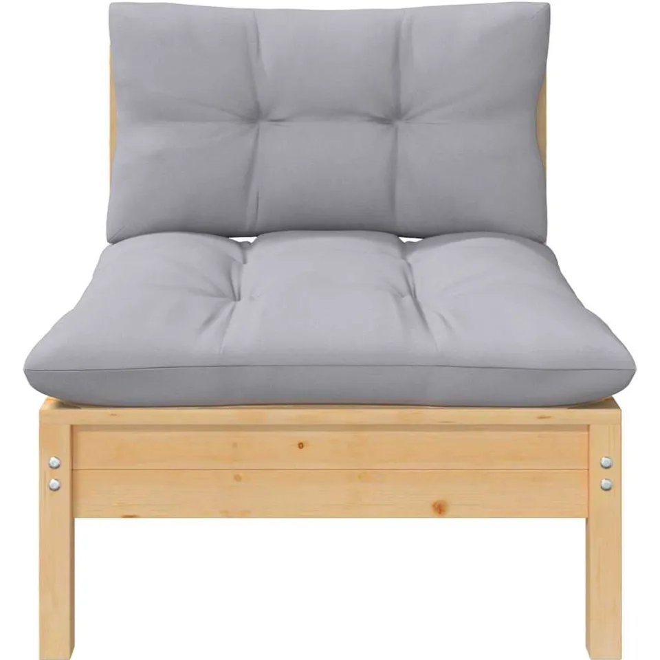 vidaXL 7-delige Loungeset met grijze kussens grenenhout Grijs