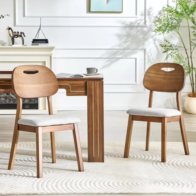 KOMHTOM Eetkamerstoelen Set van 2 - Gestoffeerde Keukenstoelen met Ovale Rugleuning - Moderne Houten Poten - voor Eetkamer en Woonkamer Grijs